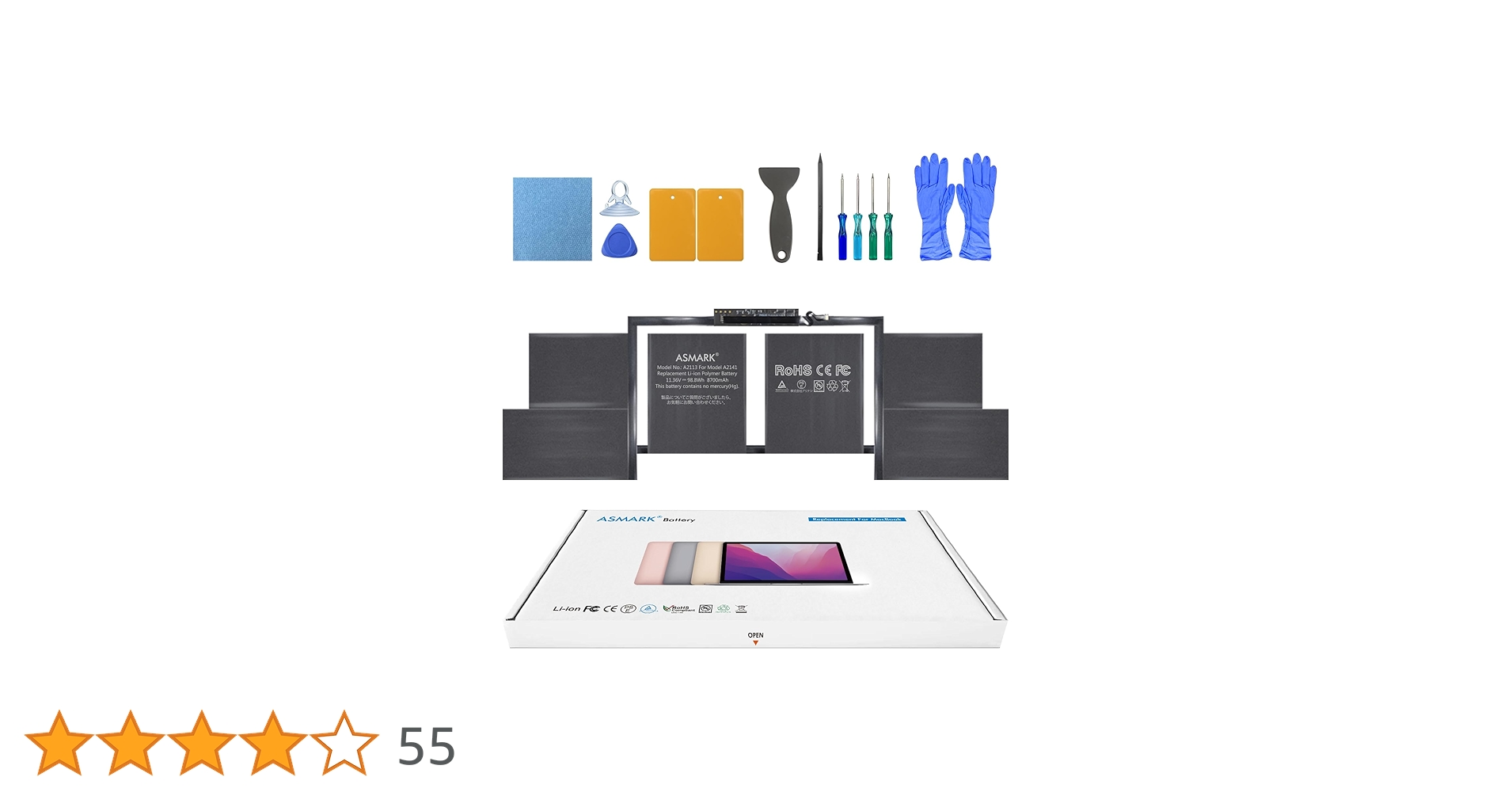 Amazon.co.jp: ASMARK Macbook Pro A2141 バッテリー 交換 適用 16